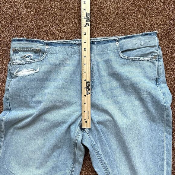 American Eagle Jeans Womens 16 Short Wide Leg Denim 38x28 Raw Hem Waist - Picture 6 of 10